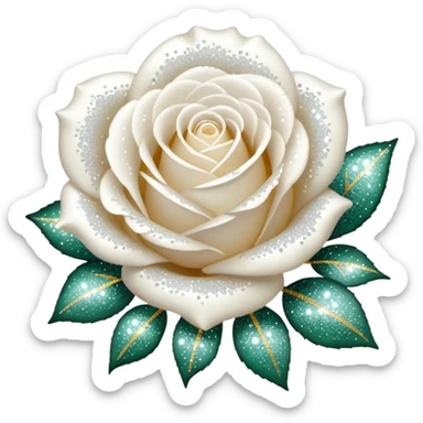 Glitter White Roses sticker