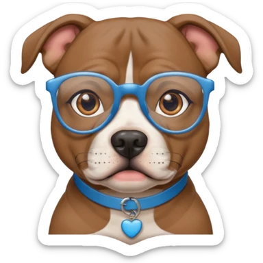 Blue English staffy with glasses sticker
