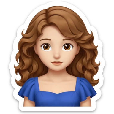 Açık kumral saçları olan, dalgalı kabarık saçlı beyaz tenli kahverengi gözlü bir kız çizer misinn sticker