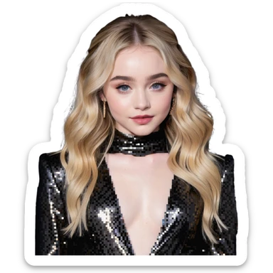 Sabrina Carpenter blonde singer in a glittery outfit sticker