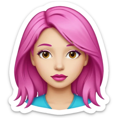 woman Pink lips, deifferent hair. sticker