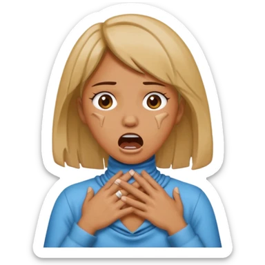female choking her neck with hands with mouth opened emoji sticker