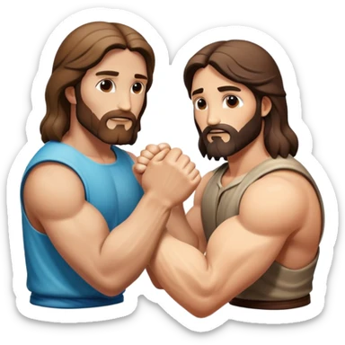 Shiver and Jesus arm wrestle sticker