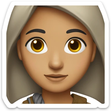 An afghan girl with olive skin color and black hair with brown eyes sticker