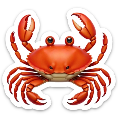 Cinematic Comical Red Crab Portrait Emoji, Head tilted dramatically with an exaggeratedly amused expression, featuring a vibrant, angular carapace with bold, expressive pincers and wide, comically animated eyes full of playful disbelief, Simplified yet hilariously expressive features, highly detailed, glowing with a slightly sassy oceanic glow, high shine, dramatic yet playful, stylized with an air of quirky coastal mischief, soft glowing outline, capturing the essence of a meme-worthy red crab that looks ready to pinch its way into viral fame! sticker