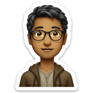 Indian boy with glasses mall nose sticker