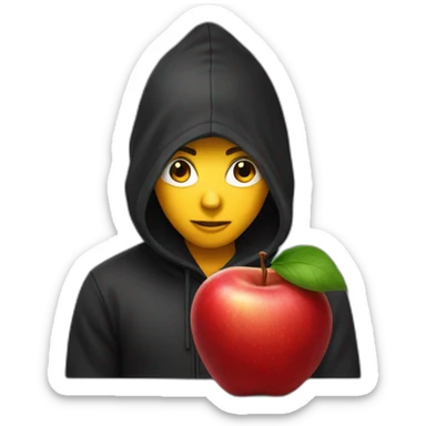 red apple with black hoodie sticker