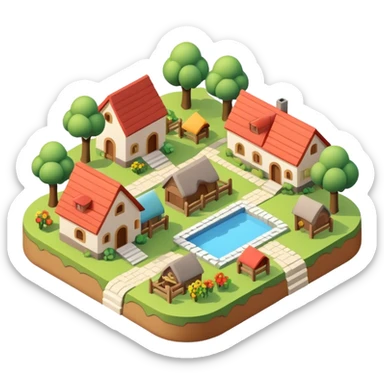 3d-isometric-village sticker