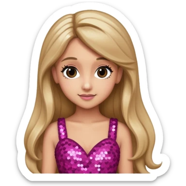 Ariana Grande with long dark blonde hair, dark pink sequin dress sticker