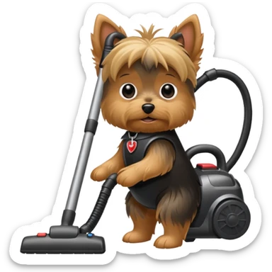 Yorkie dog with a vaccum sticker