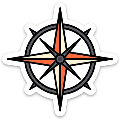 compass navigation tool with directional needle sticker