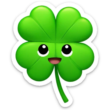 clover with kawaii face sticker
