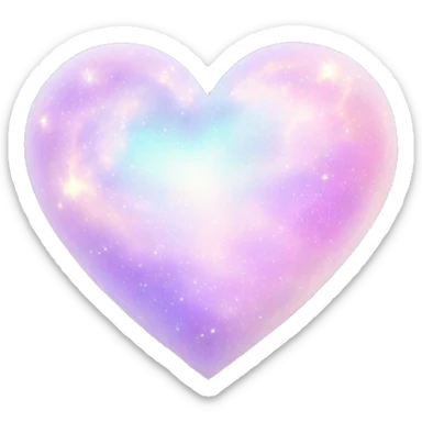 Pastel White iridescent nebula heart sticker