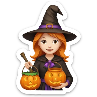 girl with hallowen costumes sticker