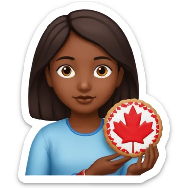 indian girl with a canadian cookie in hand sticker