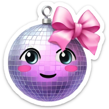 Disco ball with a cute pink bow sticker