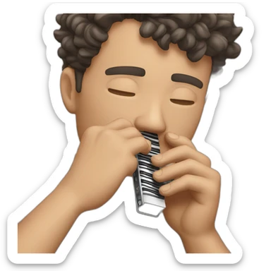 Guy beatboxing with harmonica sticker