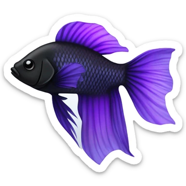 Beta fish black and purple sticker