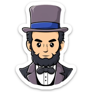 cartoonish sticker of Abraham Lincoln with top hat and iconic beard sticker