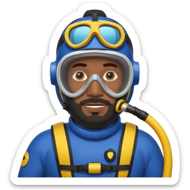 Moroccan Male 38, dark hair, short beard, slightly overweight, scuba diving sticker