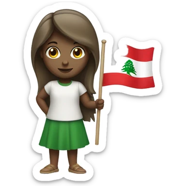 A girl holding the Lebanese flag  sticker