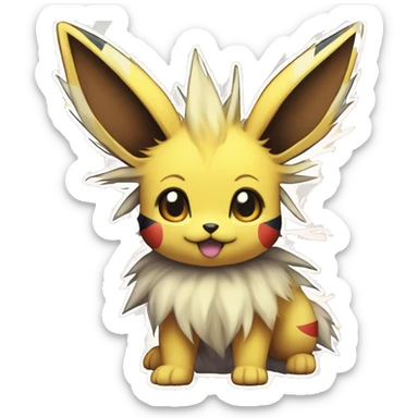 Jolteon-Flareon-Eevee with colorful stripes full body sticker