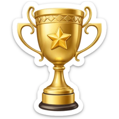 winner's cup symbolizing marketing success, trophy with marketing icons sticker