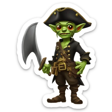 goblin cursed pirate with hat full body sticker