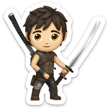 Daryl avec un katana  sticker