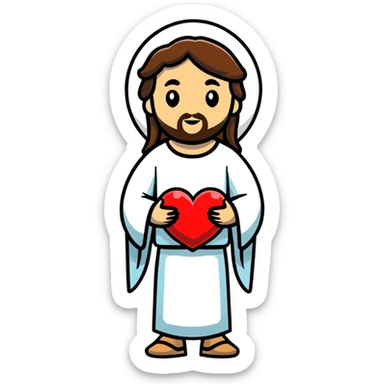 Jesus holding a heart  sticker