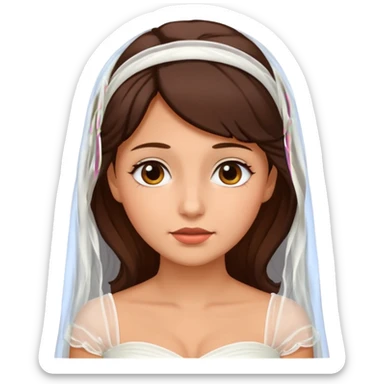 White tanned skin bride with dark hazel hair with a chin on her face sticker