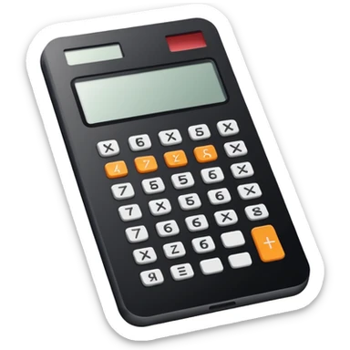 Minimalistic flat vector icon, iOS style, thin black contour on white background. Calculator and geometric shapes (triangle, circle). No text, no shadows. sticker