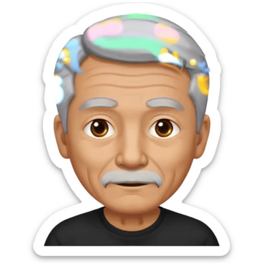 old man wear black t-shirt sticker