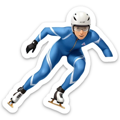 An icon showing a grand arena, snow-covered mountains in the distance, and a crisp blue sky. professional speed skater leaning into a turn on a polished ice track, dressed in a sleek suit and helmet. Transparent background highlights speed and precision. sticker