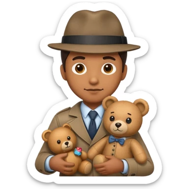 Detective with teddy bear toy  sticker