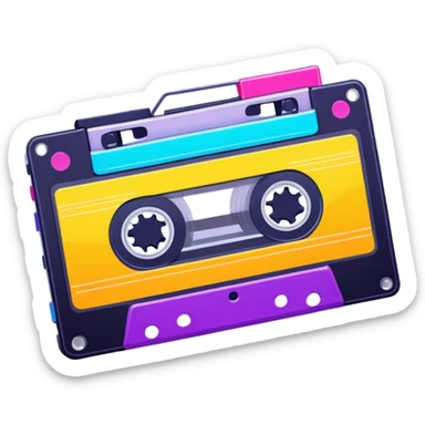Retro 90s Vibes – Cassette tapes, VHS effects, and neon colors. sticker