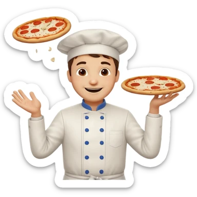 Pizza Chef – tossing pizza dough in air, white hat tilted slightly sticker