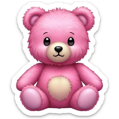 Light teddy bear with pink ྀི sticker