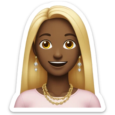 smiling girl with jewelry sticker