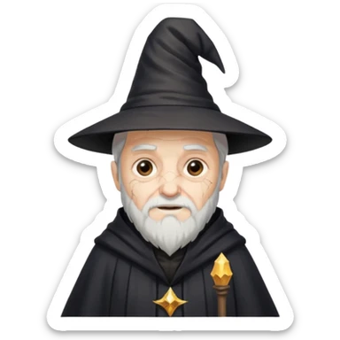 old wizard with black robe and wizard hat cracked skin sticker