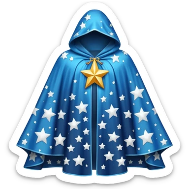 a fantasy  magic, white color with star pattern cloak sticker