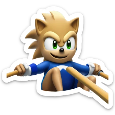 sonic the hedgehog rowing in a single scull boat sticker