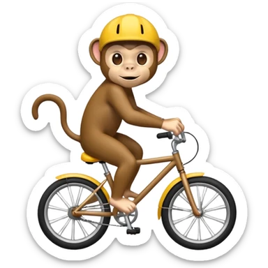 monkey pretending to ride bike but bike sticker