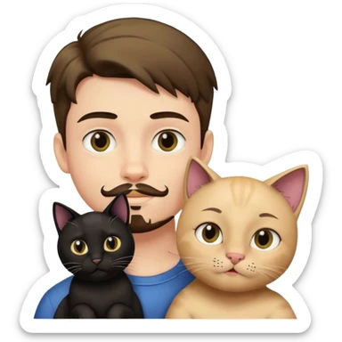 Young boy with a bit of goatee with a black cat sticker
