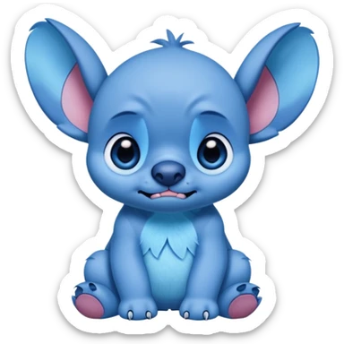 sad stitch full body and cute animated looks like the stitch in the Disney animated movie make his eyes animated sticker