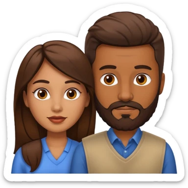 Naked Latina woman with white man with brown beard sticker