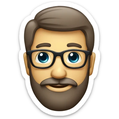 El hombre con barba sonriendo con los ojos ligeramente cerrados detrás de las gafas brillantes, indicando un momento alegre. sticker