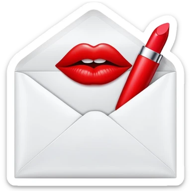 An envelope with a kiss print sticker