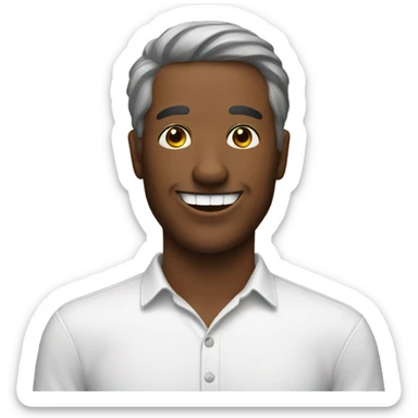 man with a happy dog mask sticker