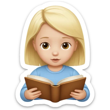 Blonde baby reading a book  sticker